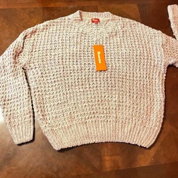 SweaterLand Pink Knitted Sweater M/L crew neck soft texture - Picture 6 of 7